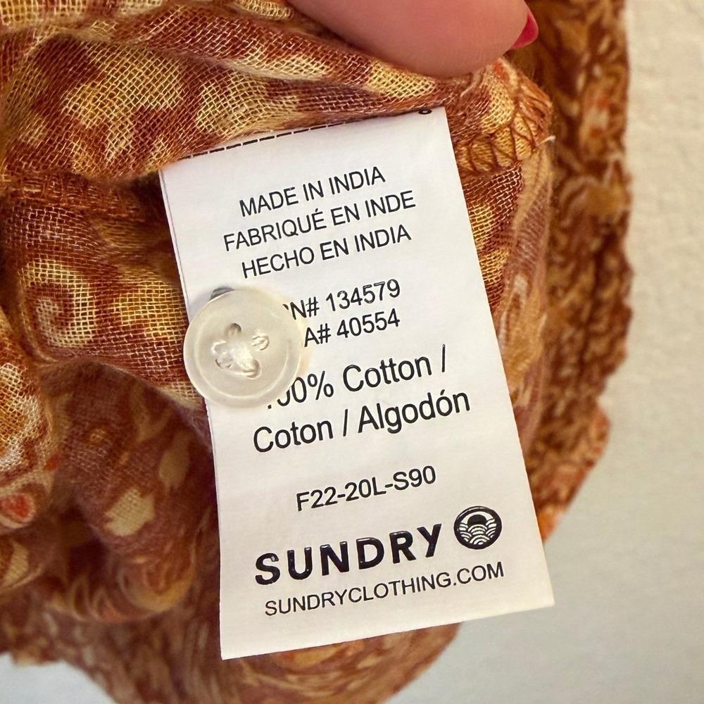 Sundry Rust Floral Button-Front Blouse - Picture 6 of 9